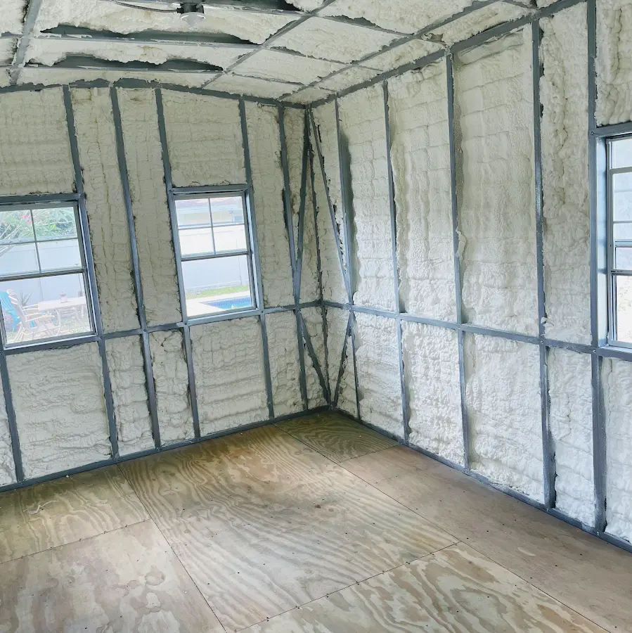 Closed-cell spray foam insulation applied to wall cavities in a residential project in Ashland